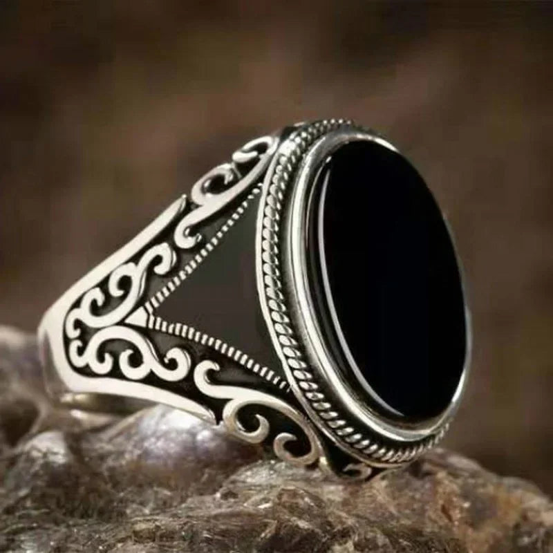 Vintage Silver & Black Onyx Signet Ring
