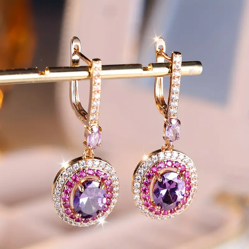 Vintage Pink Crystal Dangling Earrings