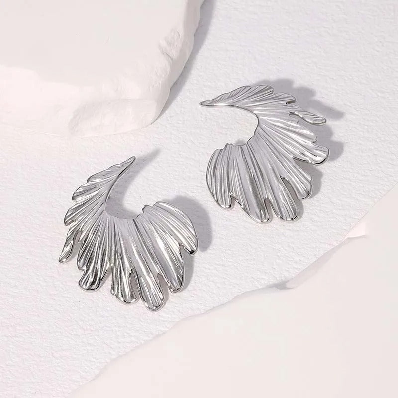 Vintage Silver Leaf Shaped Earrings