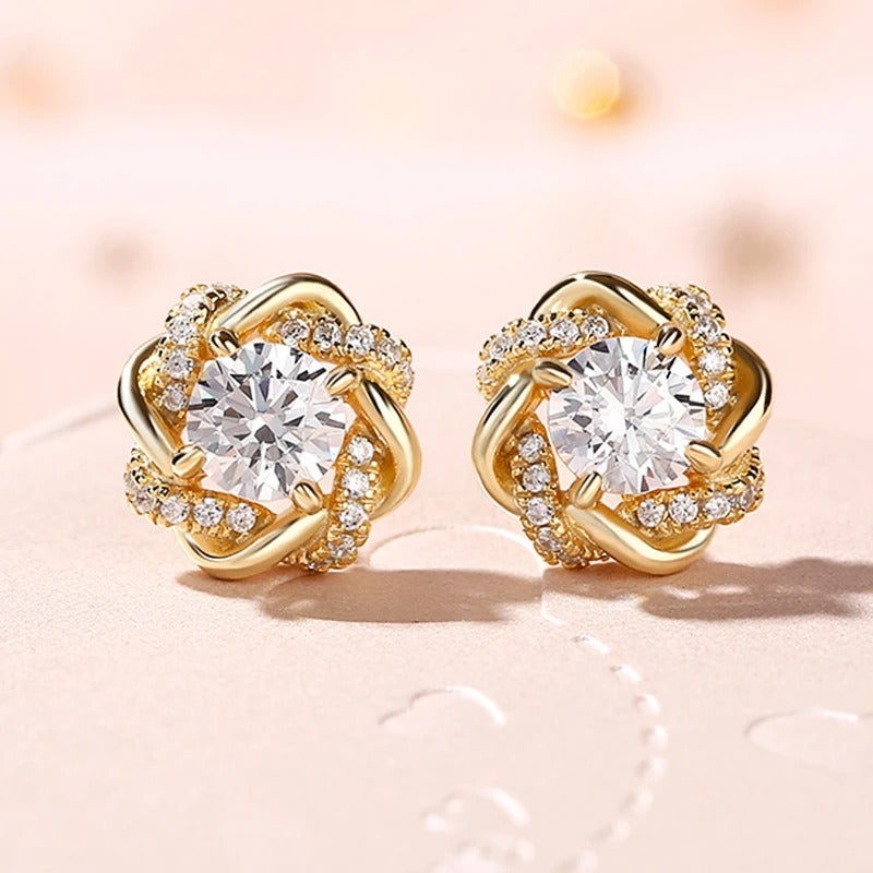Dazzling Circle Gold Stud Earrings
