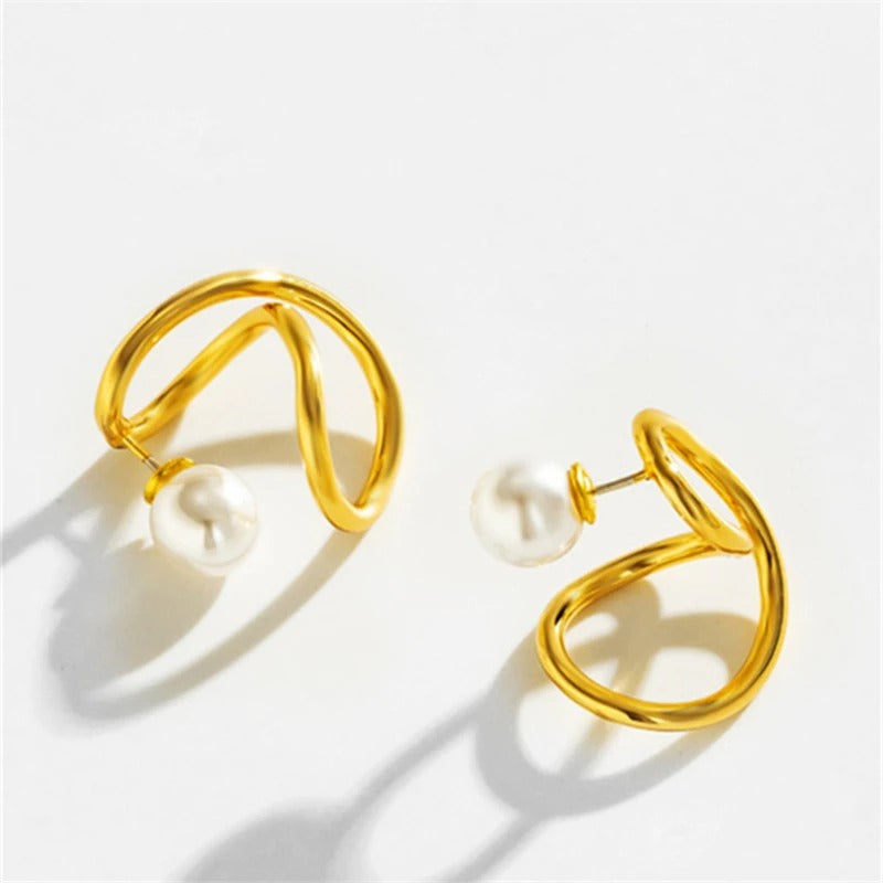 Vintage Gold Pearl Swirl Earrings