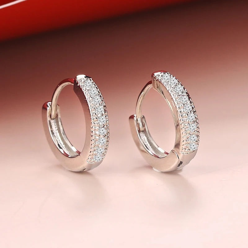 Silver Pavé Antique Charm Hoop Earrings