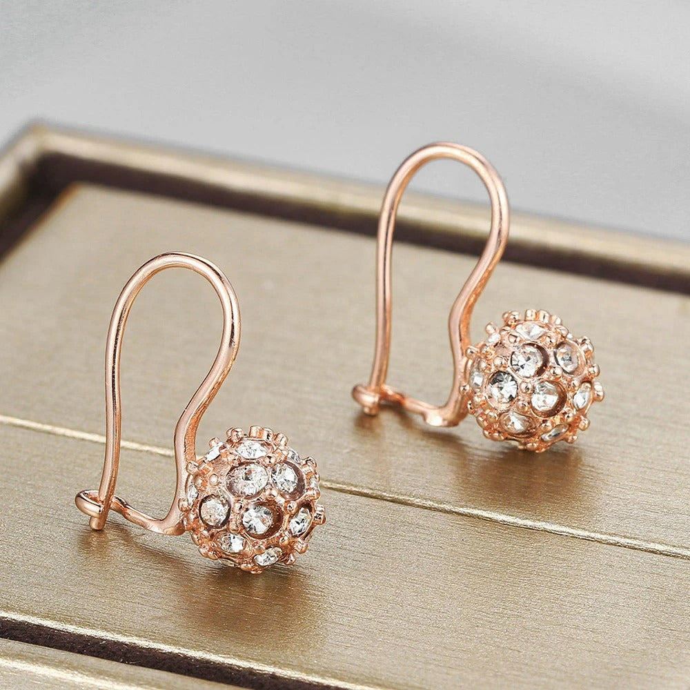 Vintage Rose Gold Crystal-Encrusted Ball Design Earrings
