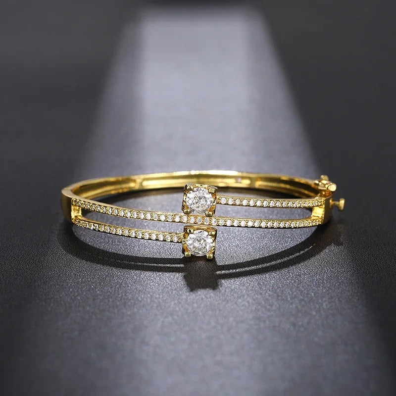Vintage Gold Crystal Bangle Bracelet