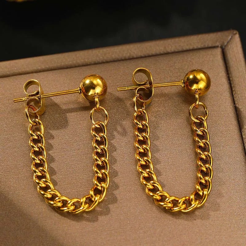 Vintage Gold Tassel Chain Earrings