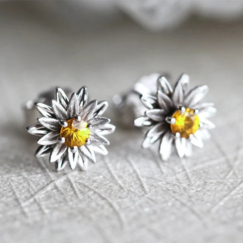 Vintage Silver Floral Charm Earrings