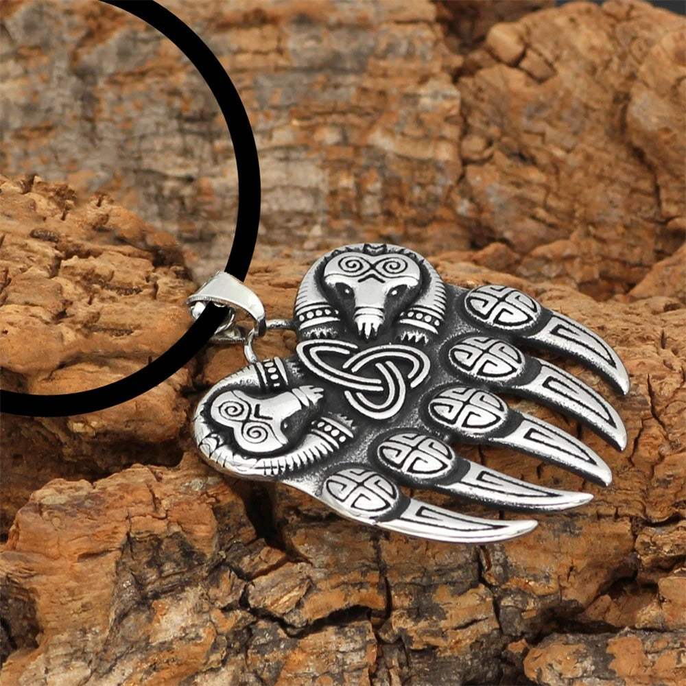 Silver Nordic Claw Amulet Necklace