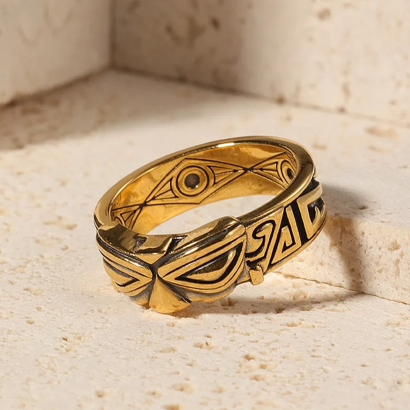 Vintage Tribal Eye Gold Adjustable Ring