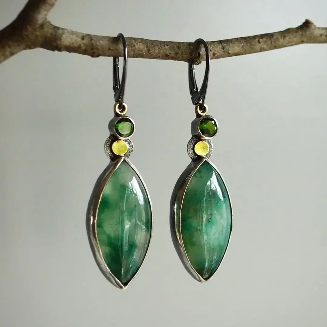 Vintage Jade Leaf Earrings