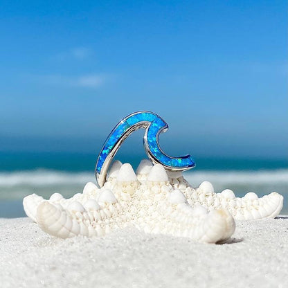 Sea Wave Ring in Opal and Silver | Sustainable Ocean-Inspired Jewelry