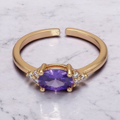 Adjustable Solitaire Birthstone Ring