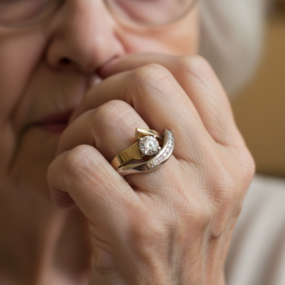 Vintage Irregular Gold & Silver Zirconia Ring
