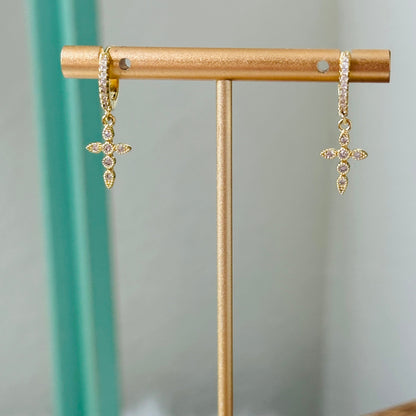 Dainty Cross Huggie Hoop Earrings