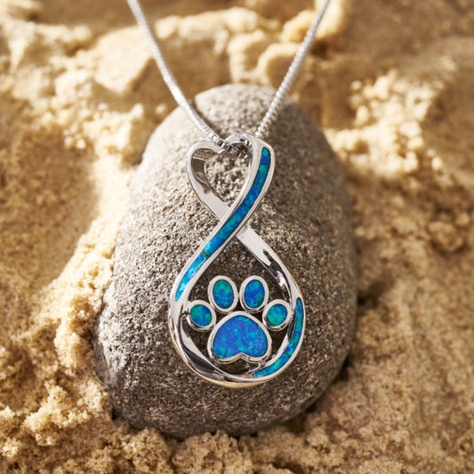 Oceanic Opal Paw Pendant in Silver | Sustainable Ocean-Inspired Jewelry