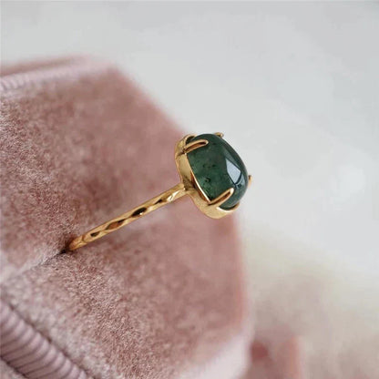 Green Water Drop Luxury Gold Ring | Sustainable Ocean-Inspired Jewelry