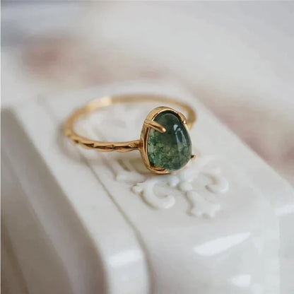 Green Water Drop Luxury Gold Ring | Sustainable Ocean-Inspired Jewelry