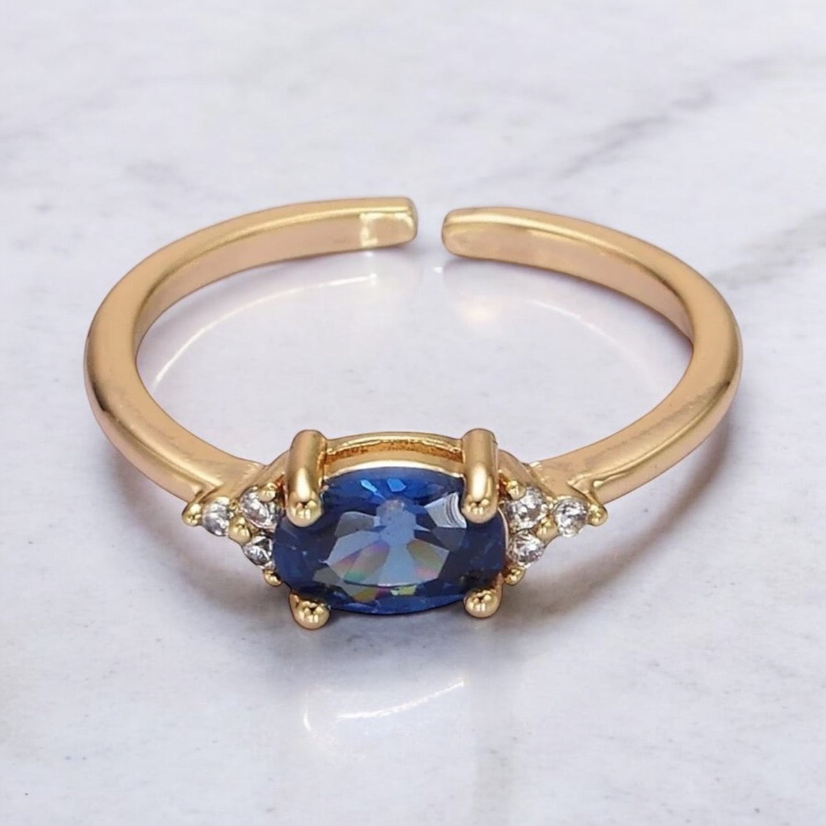 Adjustable Solitaire Birthstone Ring