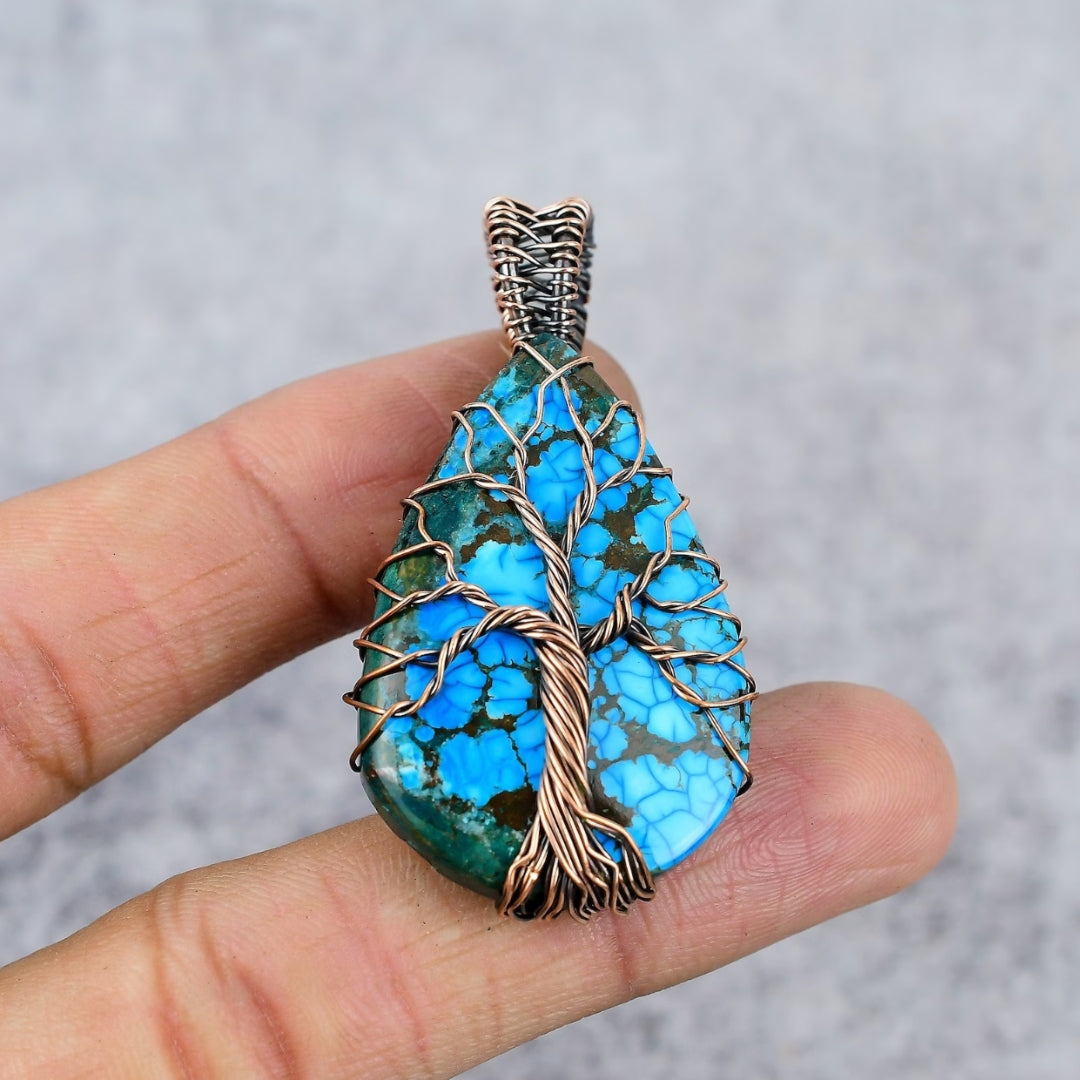 Blue Opal Tree Boho Pendant