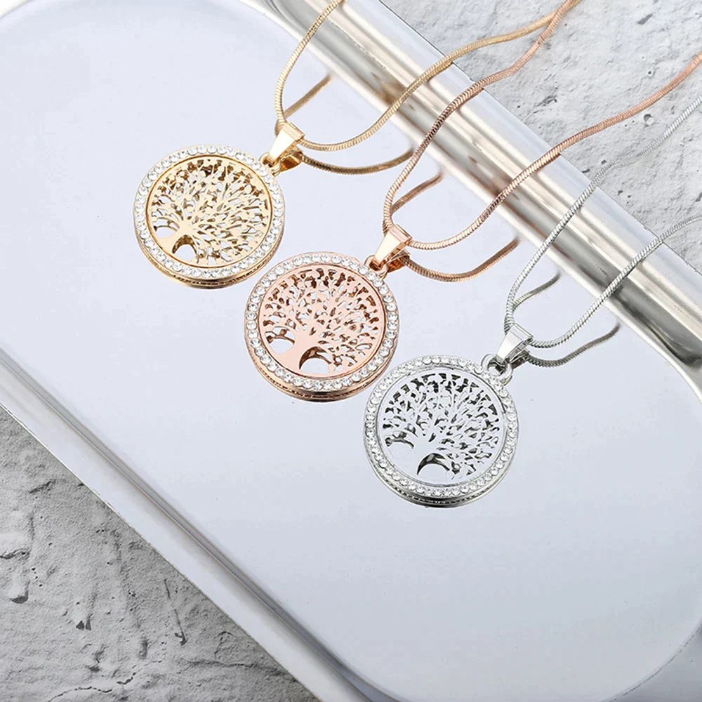 Tree of Life Pendant with Zirconia in Gold and Silver