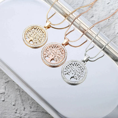 Tree of Life Pendant with Zirconia in Gold and Silver