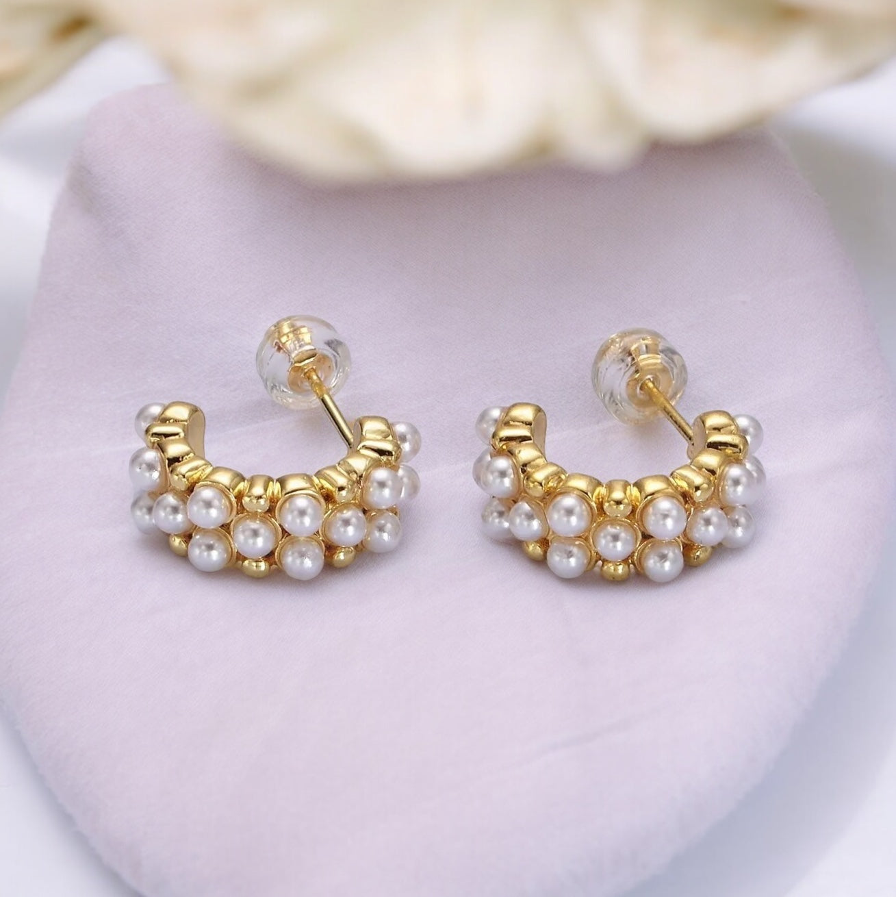 Sabrina Pearl Lined Hoop Earrings