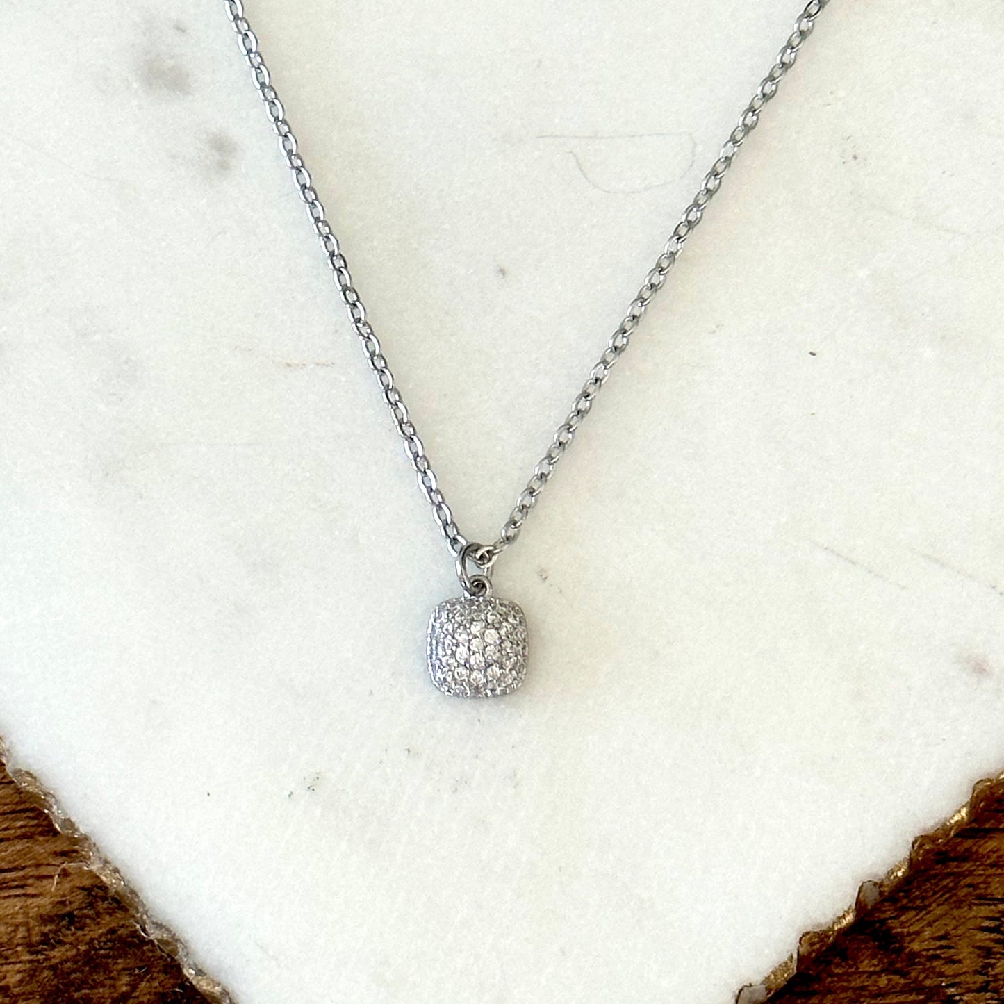 Tessa CZ Square Pendant Necklace