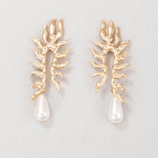 Coral Earrings with Freshwater Pearl Finish | Sustainable Ocean-Inspired Jewelry