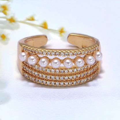 Ghita Pearl Lined Ring - Gold or Silver