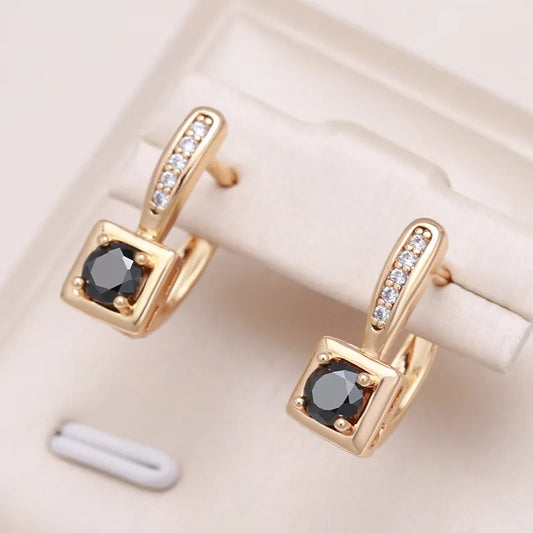 Elegant Black Zirconia Earrings