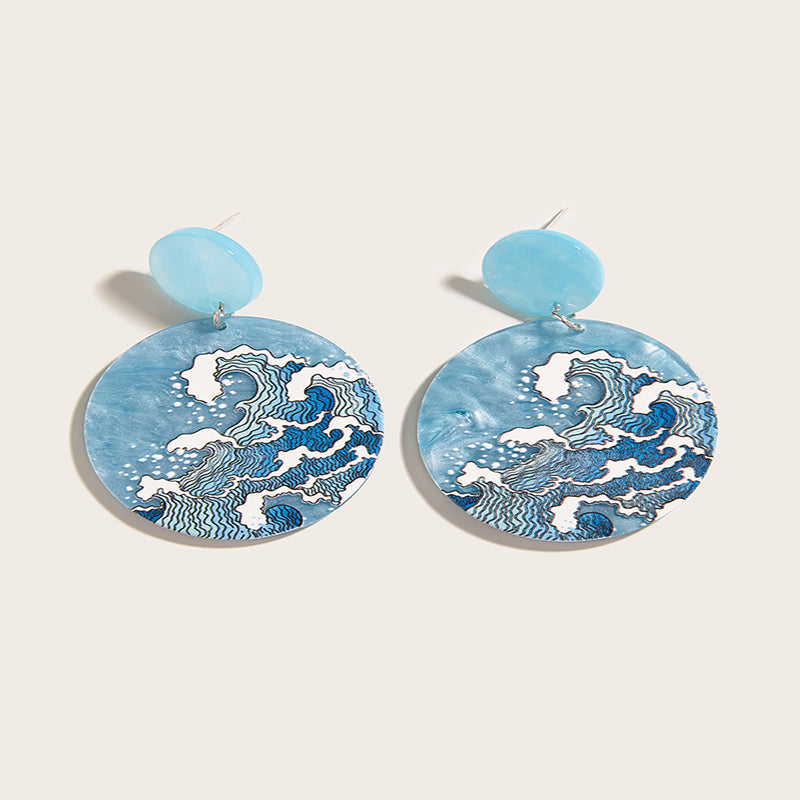Round Earrings with Oceanic Plate in Silver | Sustainable Ocean-Inspired Jewelry