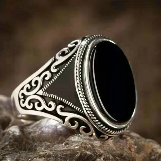 Vintage Silver & Black Onyx Signet Ring