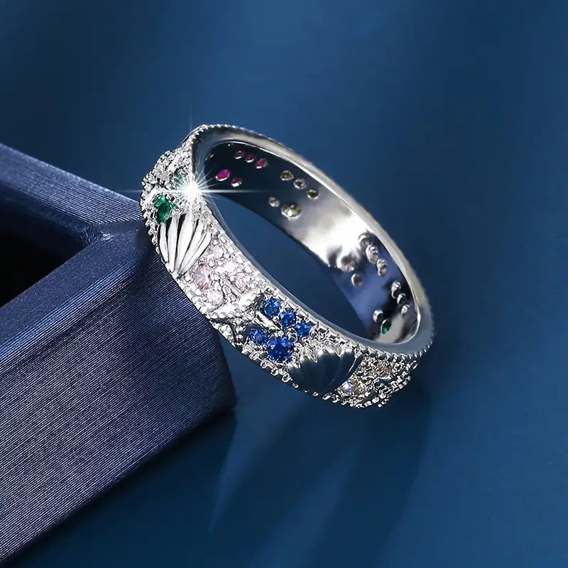 Vintage Silver Blue Zirconia Ocean Ring | Sustainable Ocean-Inspired Jewelry