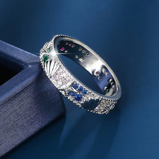 Vintage Silver Blue Zirconia Ocean Ring | Sustainable Ocean-Inspired Jewelry