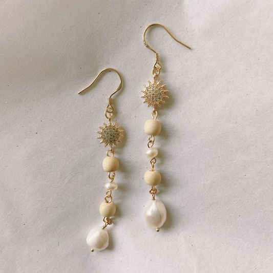 Vintage White Stone Pearl Earrings