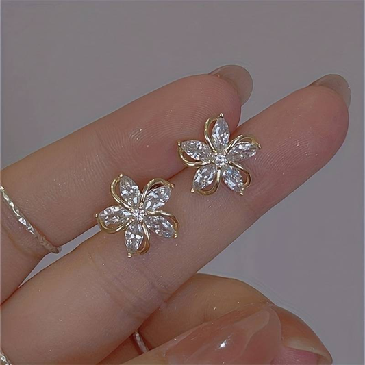 Elegant Crystal Flower Earrings