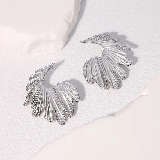 Vintage Silver Leaf Shaped Earrings