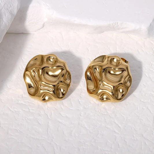 Vintage Abstract Gold Fluid Design Earrings
