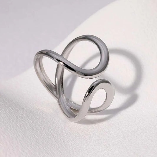 Artistic Silver Infinite Twist Adjustable Ring