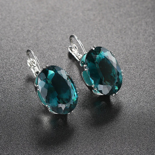 Antique Style Teal Oval Earrings