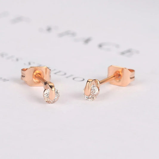 Classic Rose Gold Clear Oval-Cut Crystal Earrings