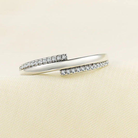Vintage Silver Two Crystal-Lined Band Ring