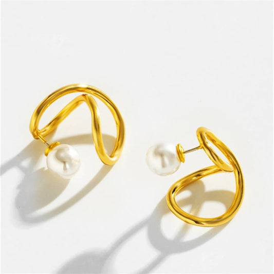 Vintage Gold Pearl Swirl Earrings