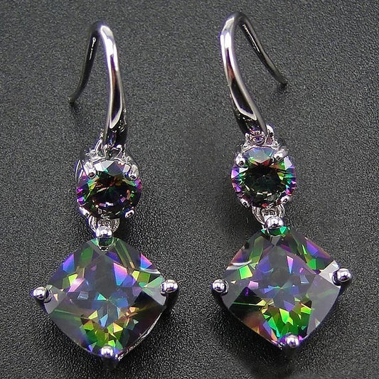 Vibrant Multi-Color Crystal Drop Earrings