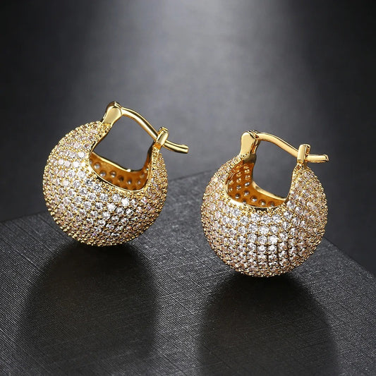 Timeless Gold Crystal-Studded Hoop Pave Earrings