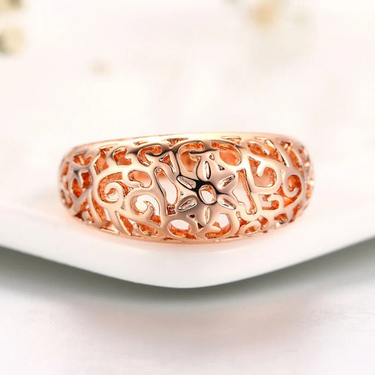 Rose Gold Intricate Floral Pattern Ring