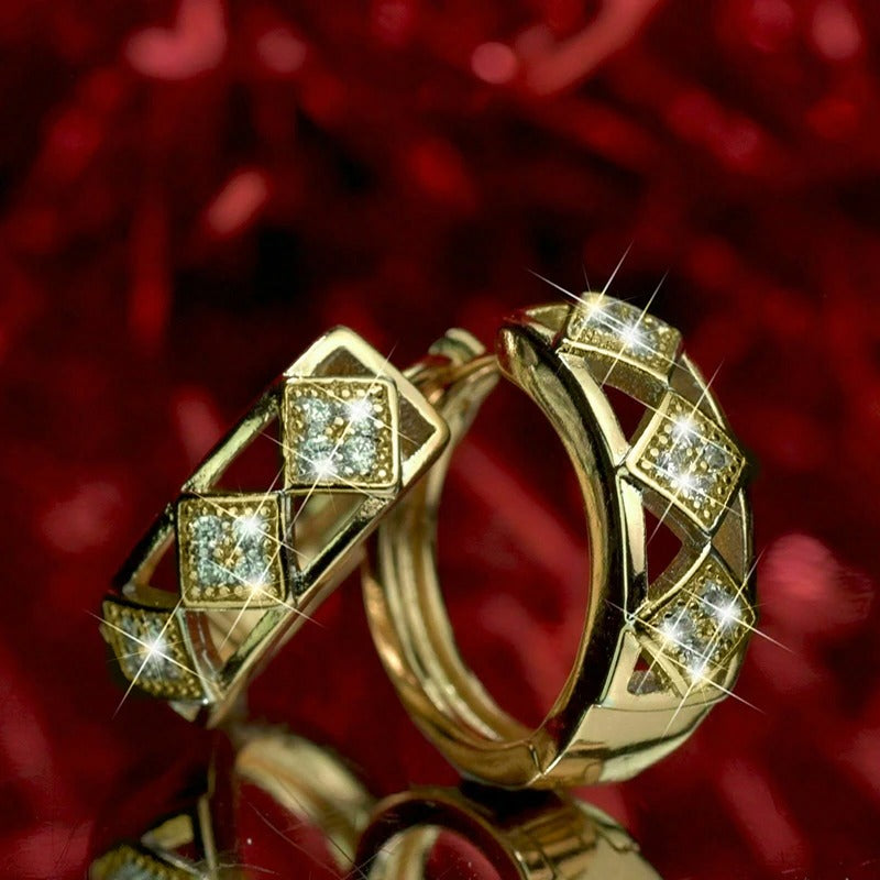 Vintage Gold Pave Diamond Earrings