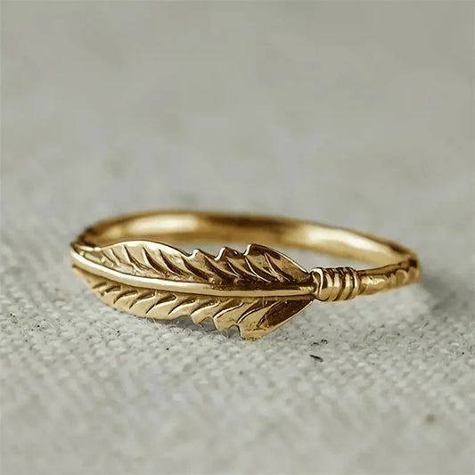 Vintage Gold Feather Ring
