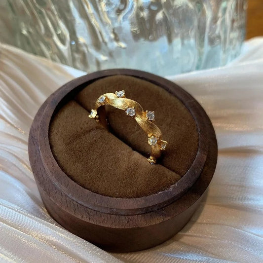 Vintage Gold & Diamond Wave Vine Ring | Sustainable Ocean-Inspired Jewelry