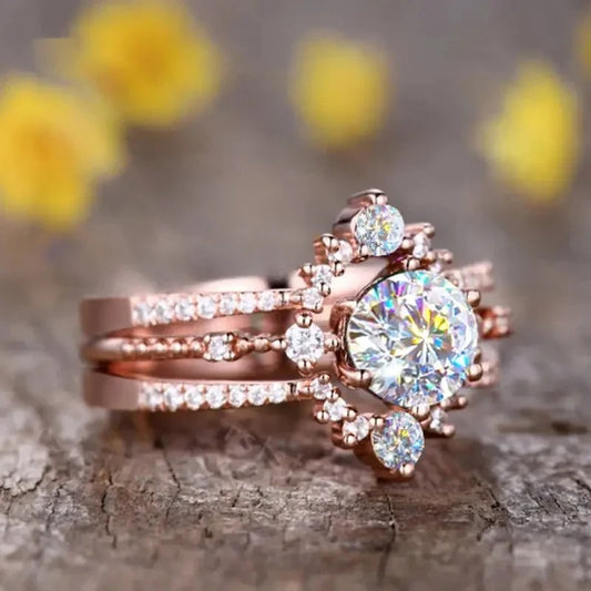 Rose Gold Sparkling Diamond Ring