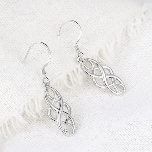 Timeless Silver Interwoven Infinity Pattern Earrings